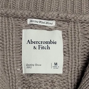 Abercrombie & Fitch V-Neck Sweater Collared Pullover Cable Knit Beige Size:M thumbnail 8