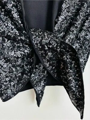 Abercrombie & Fitch black sequin tie front long sleeve crop top or jacket. XS thumbnail 4