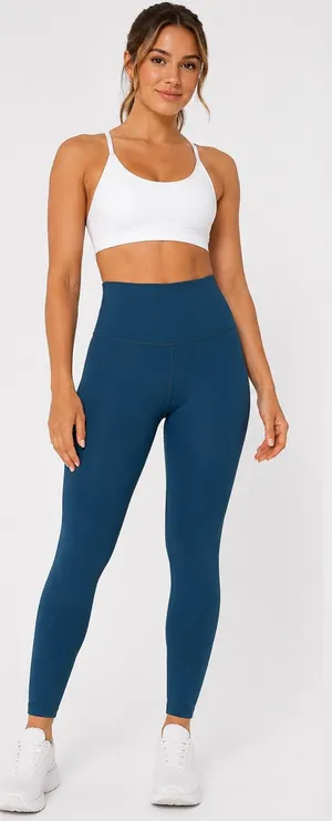 High-Waist Seamless Leggings - Deep Teal thumbnail 1