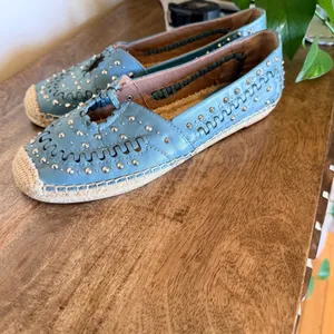 Sam Edelman Liam Espadrille‎ Flats Womens 8 Blue Leather Studded Boho Slip On thumbnail 2