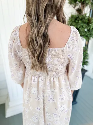 Gilli Cream Floral Square-Neck Midi Dress thumbnail 3
