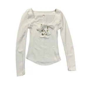 Free People White Looking Back‎ Lace-Up Top sz XS thumbnail 6