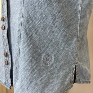 90s Vintage Bill Blass Denim Top M Button Front Western Cottage Coastal Grandma thumbnail 10