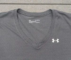 Under Armour Gray Short Sleeve V-Neck Heat Gear Loose Fit Shirt thumbnail 2