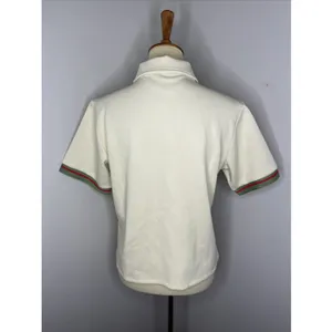 With Jean Cream Knit Polo Top Red Green Contrast Trim Tenniscore Medium thumbnail 4