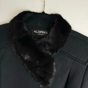 Vtg ALORNA 100% Wool Long Fur Collar Jacket Overcoat thumbnail 4