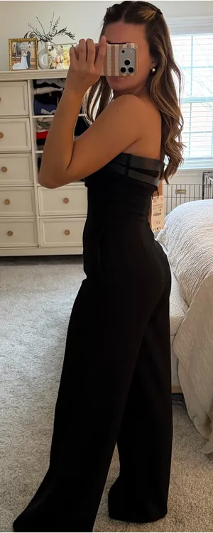 ZARA Black strapless jumpsuit thumbnail 3