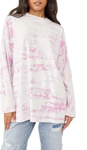 We The Free Women's Free People‎ Pastel Combo Be Free Tie Dye Oversize T-Shirt M thumbnail 1