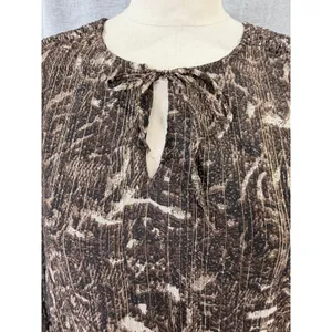 Greenpoint Brown Animal Print Metallic Lurex Smocked Midi Dress 42 XL‎ thumbnail 3