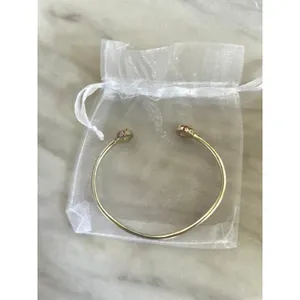 Kendra Scott Pink Stone & Clear Rhinestone Silver Bangle thumbnail 2