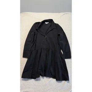Pomander Place turkernuck Black Drop Waist Shirt Dress Gold Button Womens Medium thumbnail 2