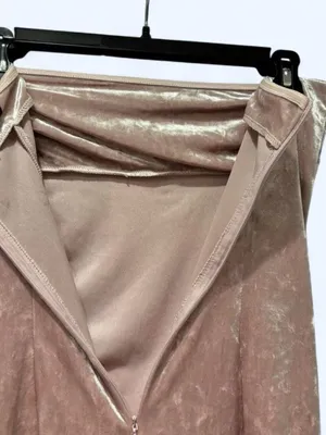 Bershka Velvet Strapless Maxi Dress in Blush thumbnail 4