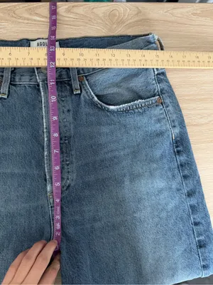 Agolde 27 90's Crop Mid Rise Straight Jeans Organic Hooked Relaxed Indigo Denim thumbnail 5
