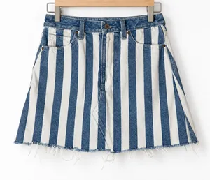 Abercrombie & Fitch Vintage Denim Skirt Women 4 Blue White Striped Jean Mini Y2K thumbnail 1