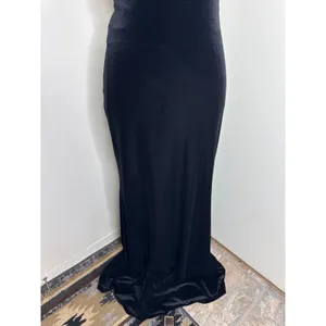 Lulus Perfectly Classy Black Velvet Cowl Neck Strappy Maxi Dress Gown Sz S thumbnail 3