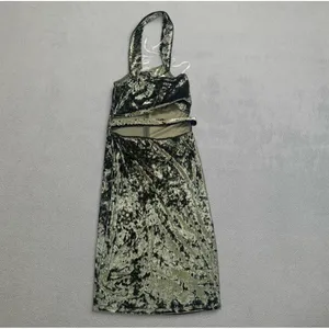 NWOT Sarah La Mini Dress M Olive Green Velvet Halter Cutout MADE IN USA Party thumbnail 2