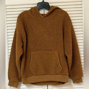 American Eagle AE Brown Sherpa Pullover Hoodie - Size XS - VGUC thumbnail 1
