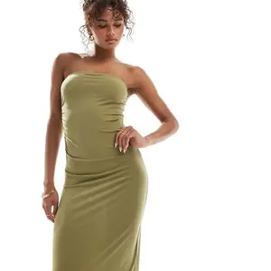 ✨Vero Moda Bandeau Ruched Side Midaxi Herb Green Sz XL Dress✨ thumbnail 2