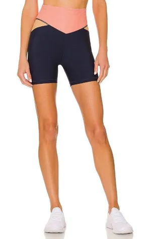 THE UPSIDE Shakti Spin Biker Short Navy Orange Womens Size Small thumbnail 1