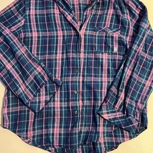 Victoria’s Secret button-down, long sleeve plaid shirt, women’s size medium thumbnail 3