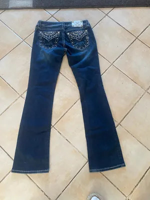 Miss Me Jeans Womens 30 Blue Signature Rise Bootcut Stretch Rhinestone Denim thumbnail 5