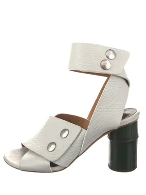 Like New Acne Studios Leather Pica Bamboo Heel Ankle Wrap Sandals White Size thumbnail 12