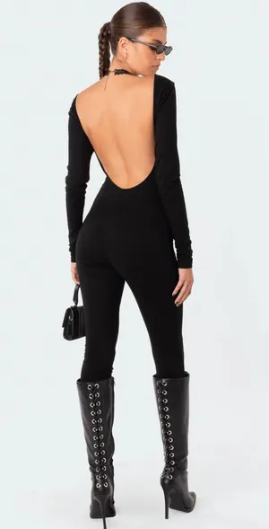 Edikted Open-Back Jumpsuit thumbnail 1