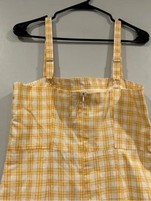 Forever 21 Yellow White Checkered Sleeveless Dress Large L NEW thumbnail 4