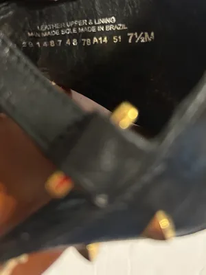 Tory Burch Black Leather Studded Thong Sandals with Gold Emblem thumbnail 6