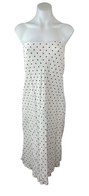 MNG Mango White Black Polka Dots Strapless Tube Bandeau Slip Midi Dress Size S thumbnail 1
