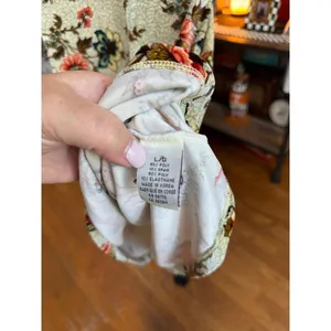 Free People floral mini dress intricate lace trim along the v-neckline velvet L thumbnail 5