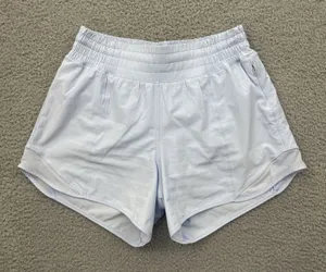 Lululemon Hotty Hot Shorts High Rise 4" Blue Linen Athletic Athleisure Women's 4 thumbnail 1