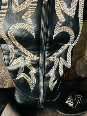 Black Embroidered Western Over The Knee Boots thumbnail 3