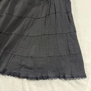 VTG Spenser Jeremy L Tiered Midi Skirt Black Crinkle Lace Trim WhimsyGoth Witchy thumbnail 6