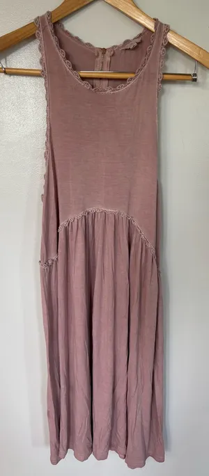 POL Crochet Lace Trim Babydoll Tunic Tank Top Mini Dress Boho thumbnail 1