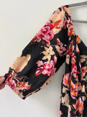 Anthropologie Blossom Floral Puffed Sleeve Tiered Boho Cottagecore Maxi Dress M thumbnail 3