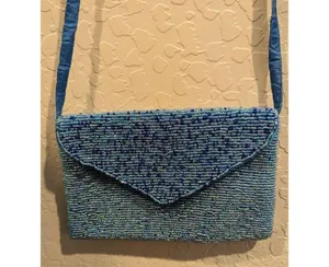 Vintage mcm seed pearl purse beaded thumbnail 3