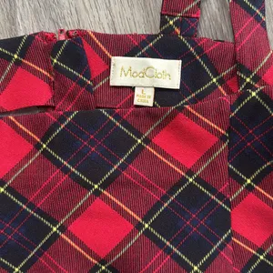 Modcloth Red and Black Plaid Skirt Large Overall Skirt with Suspenders thumbnail 5