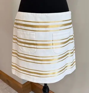 J. Crew White and Gold metallic striped skirt size 6 thumbnail 1