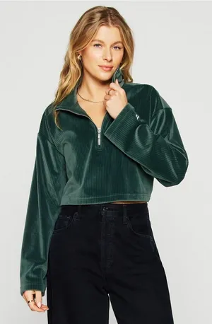 New Plush Rib Half Zip Sweatshirt Black thumbnail 1