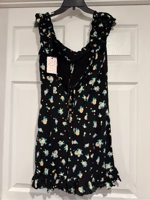 FREE PEOPLE WOMENS LIKE A LADY SLEEVELESS PRINTED MINI DRESS, BLACK, Medium NWT thumbnail 5