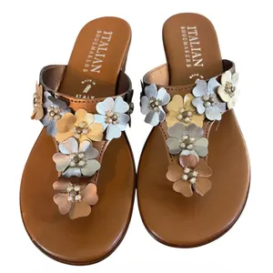 Italian Shoemakers Women's Metallic Zane Flowered Wedge Sandals NIB 7 1/2 thumbnail 1