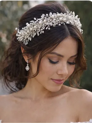 Crystal & Pearl Bridal Headband - White thumbnail 1