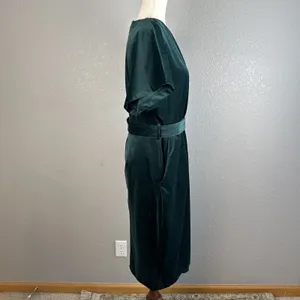 Closet London Kimono Sleeve Velvet Midi Dress Size 10‎ Wrap Tie Emerald Green thumbnail 8