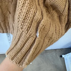 Universal Thread Brown Cable Knit Open Front Cardigan Sailor Collar Sweater thumbnail 7