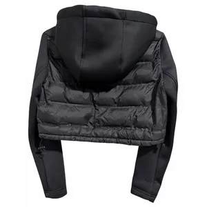 ZARA‎ Cropped Puffer Hooded Lightweight Jacket Black Women's Size Medium thumbnail 2