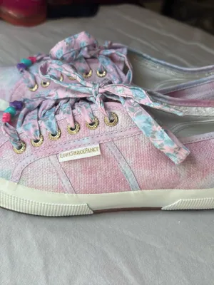 Superga x LoveShackFancy Tie Dye Sneakers Pink Blue Floral Laces 40 thumbnail 2
