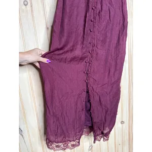 NWT Lulus Veanna Burgundy Textured Lace Button-Front Midi Dress Party Size S thumbnail 5