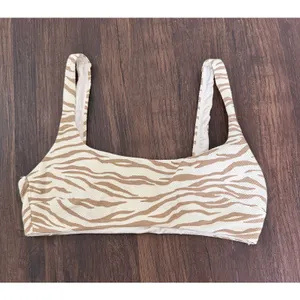 Aerie Womens Pique Animal Print Bikini Set High Waisted Scoop Neck Cheeky SZ M/L thumbnail 7