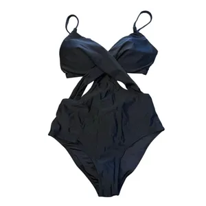 Cupshe Mollie Crisscross Tie Back One Piece Swimsuit Size M Black Padded NWT thumbnail 4